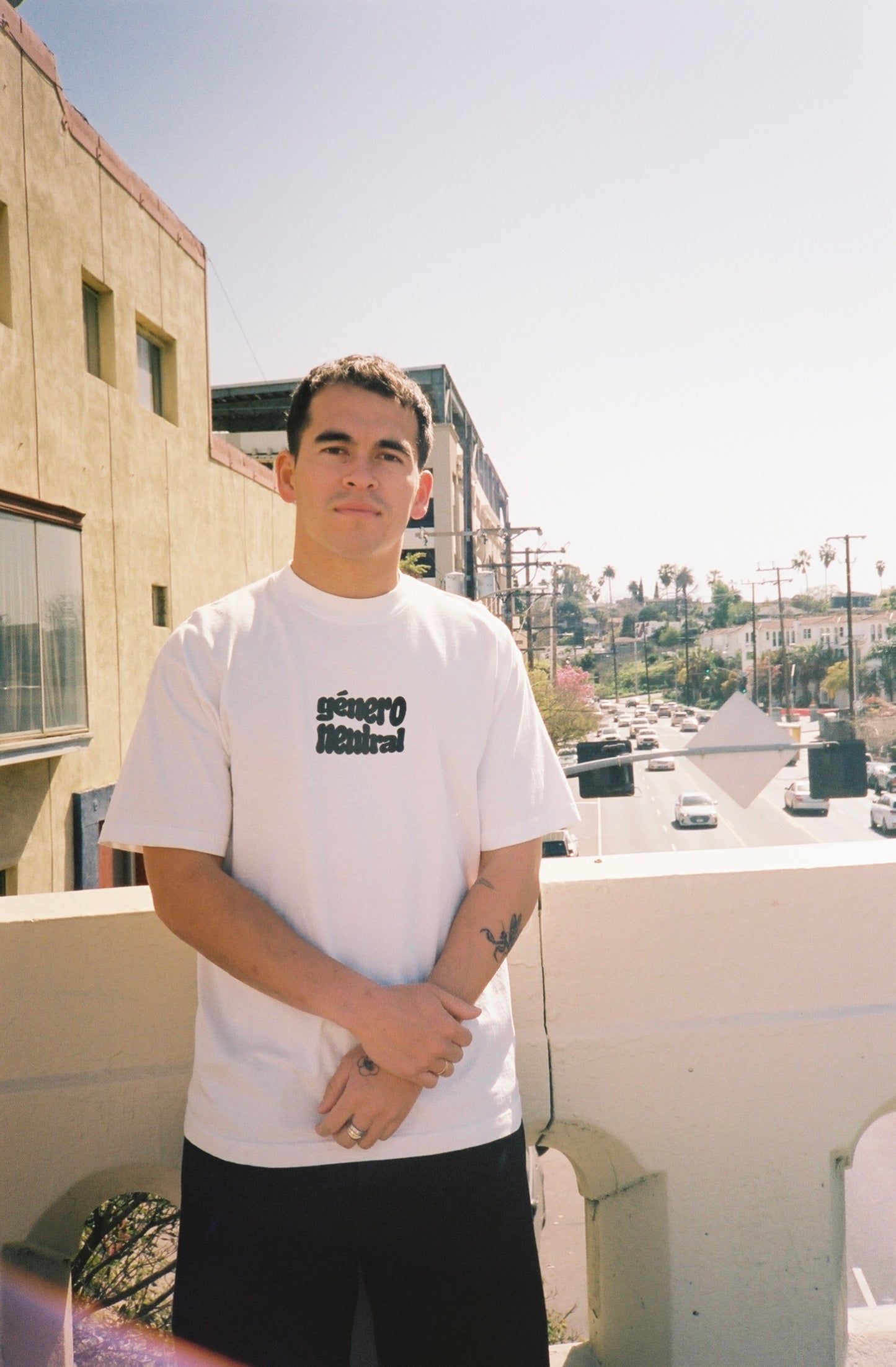 GNLA Shop Tee in White + Black