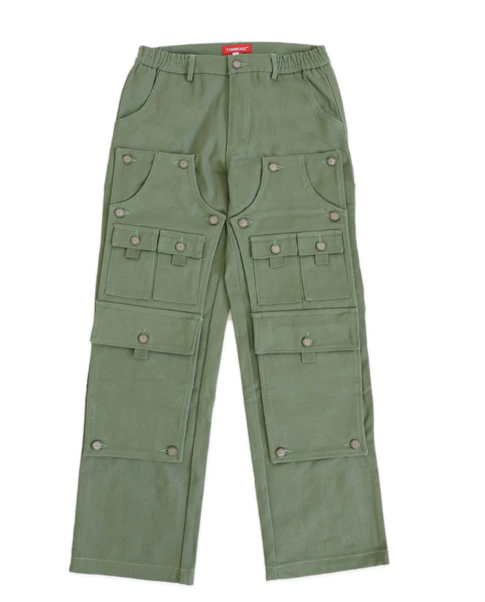 Green Convertible Double Knee Cargo Pants