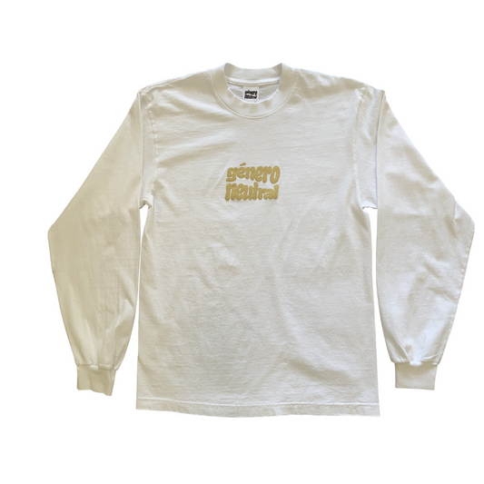 GNLA Long Sleeve Shop Tee in White + Green