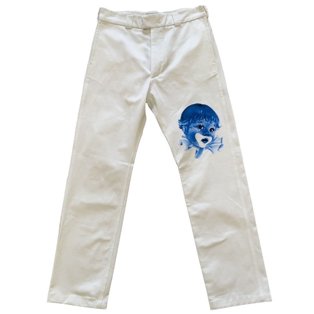 Payasito Gabardine Pants in White + Blue
